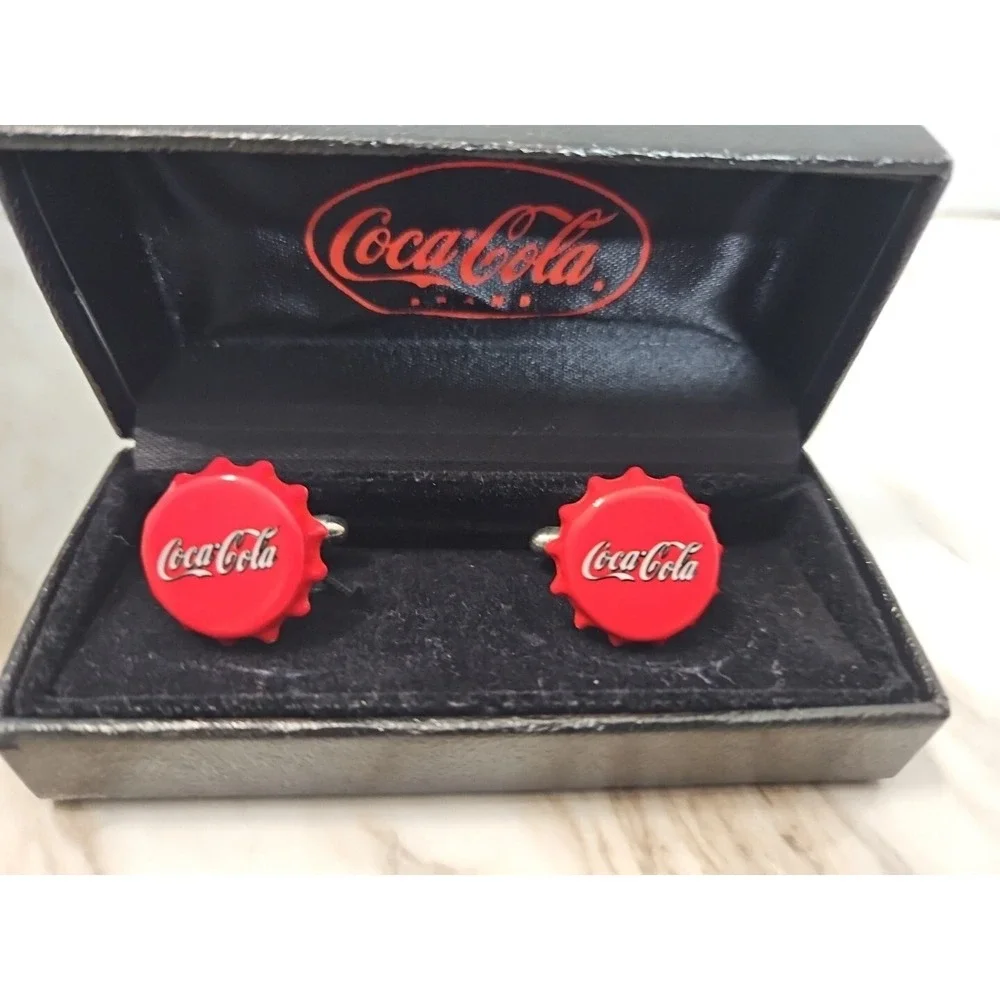 Coca-Cola Cuff Links , Coca Cola logo cufflinks , Coke Souvenir cuffs